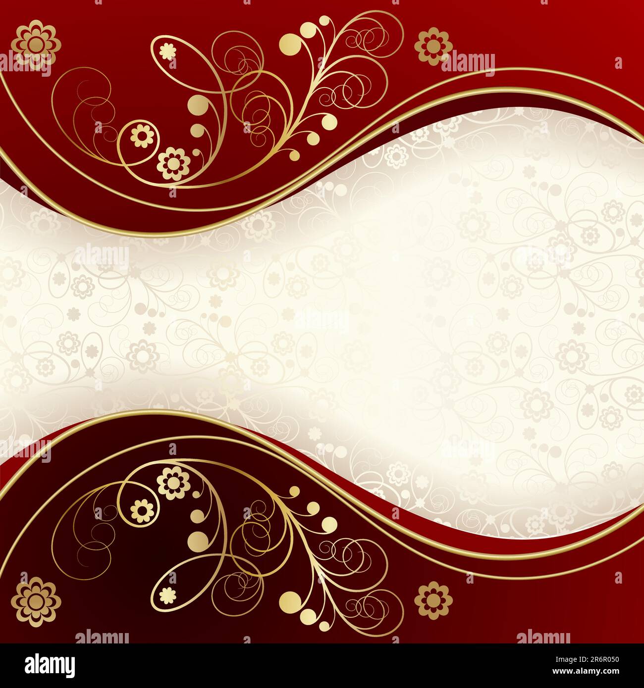 Red background with gold flowers and leaves Stock Vector Image & Art