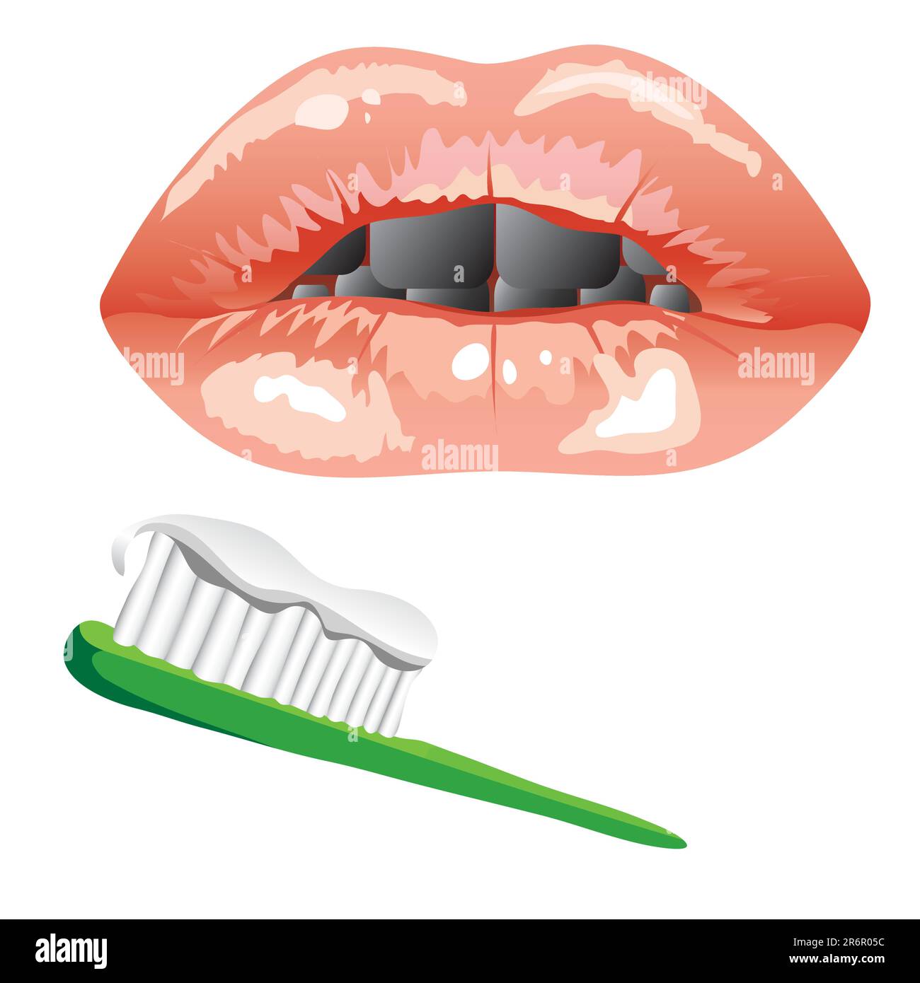 glamorous mouth with diseased teeth. toothbrush with toothpaste ...