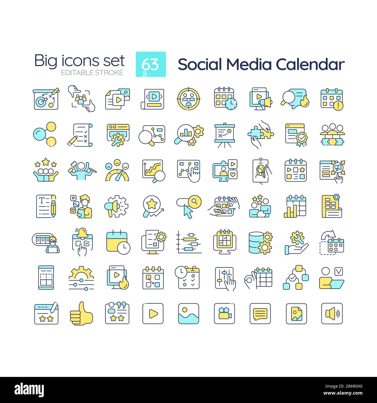 Social media calendar RGB color icons set Stock Vector Image & Art - Alamy