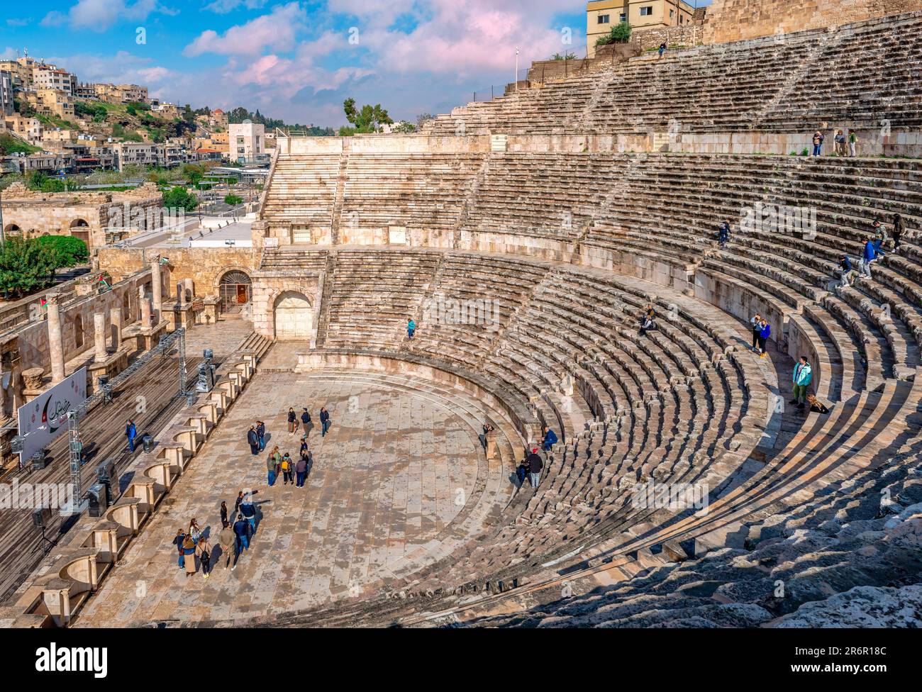 Panoramic view of the Roman Theatre, located in the eastern part of Amman, the Jordanian capital. Stock Photo