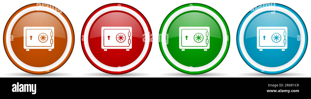 Safe, bank, business glossy icons, set of modern design buttons for web ...