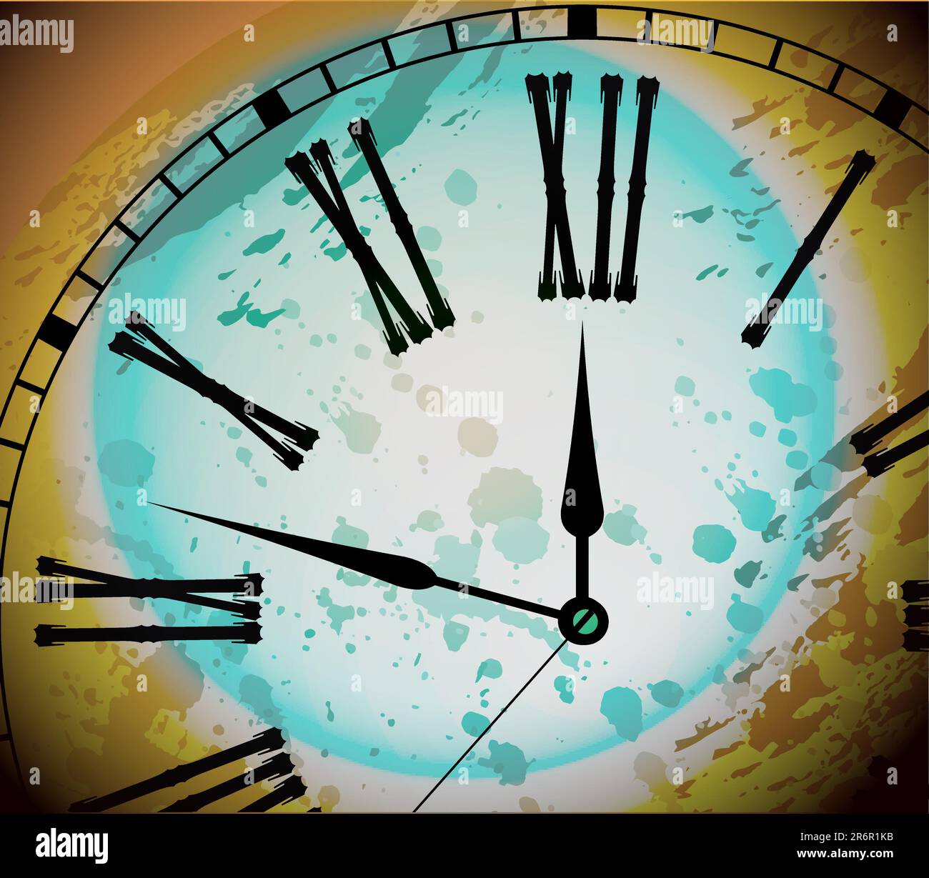 Illustration of Vintage Distressed Clock Surface Macro Stock Vector