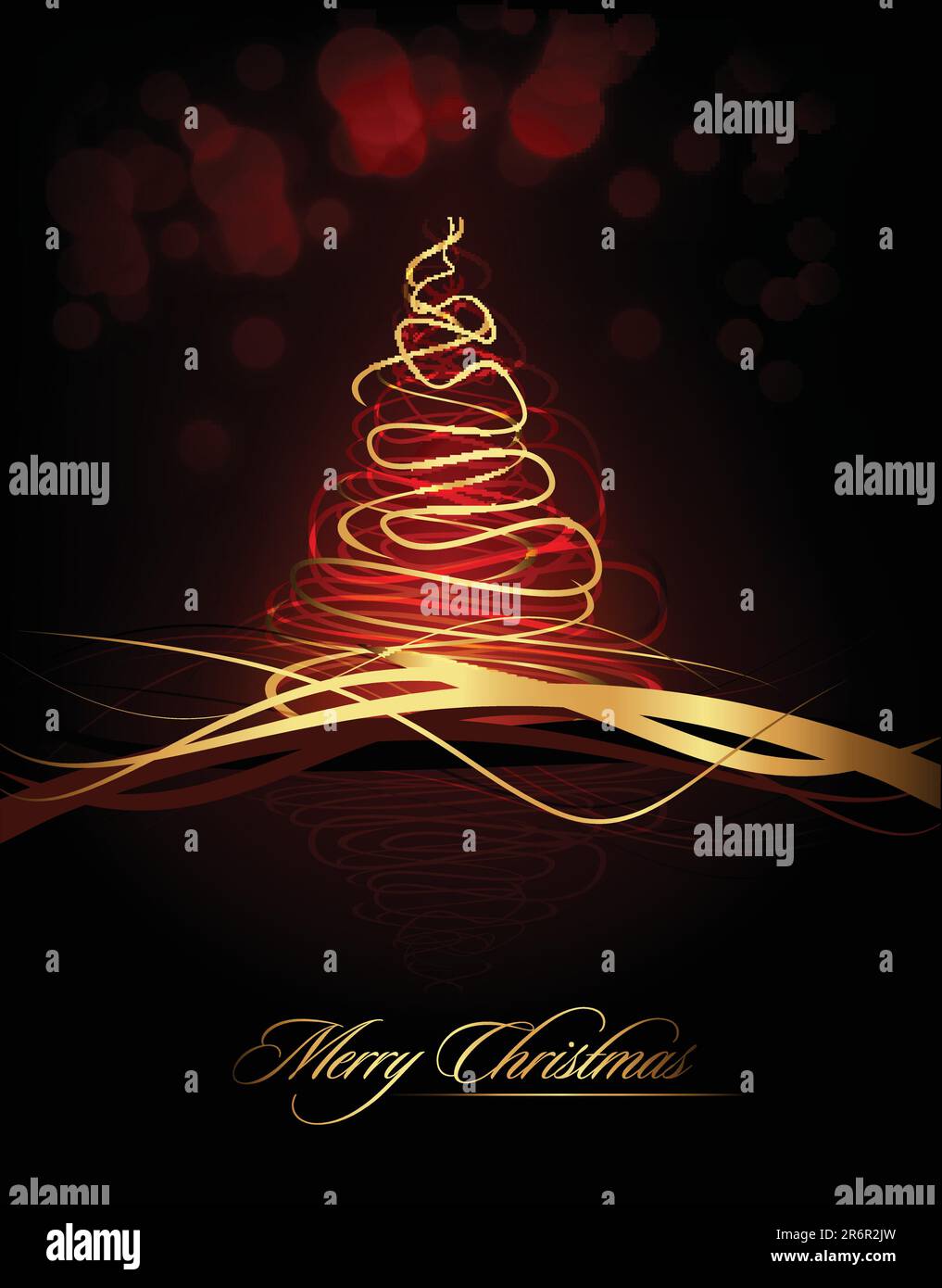 Christmas Tree made of Abstract golden Brush Lines | Greeting Card ...