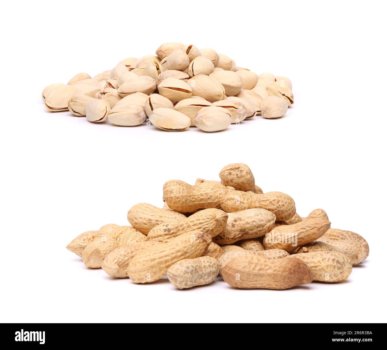 a-bunch-of-pistachios-and-a-bunch-of-peanuts-on-the-white-background