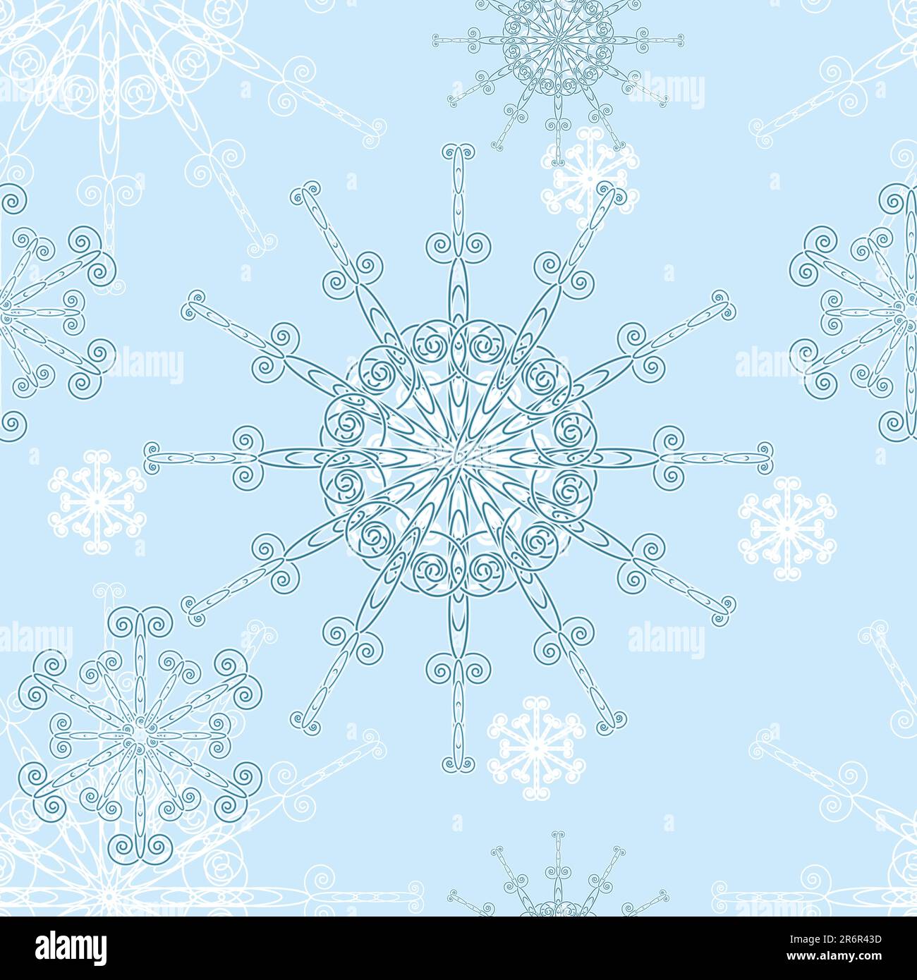 vector winter snowflake seamless background in white and blue Stock ...