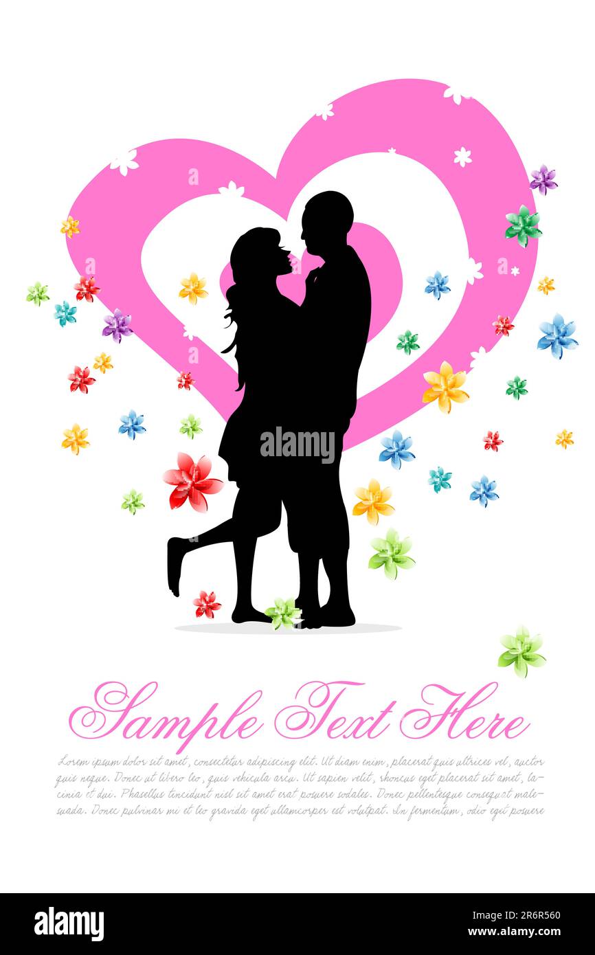 illustration of valentine card with heart on white background Stock ...
