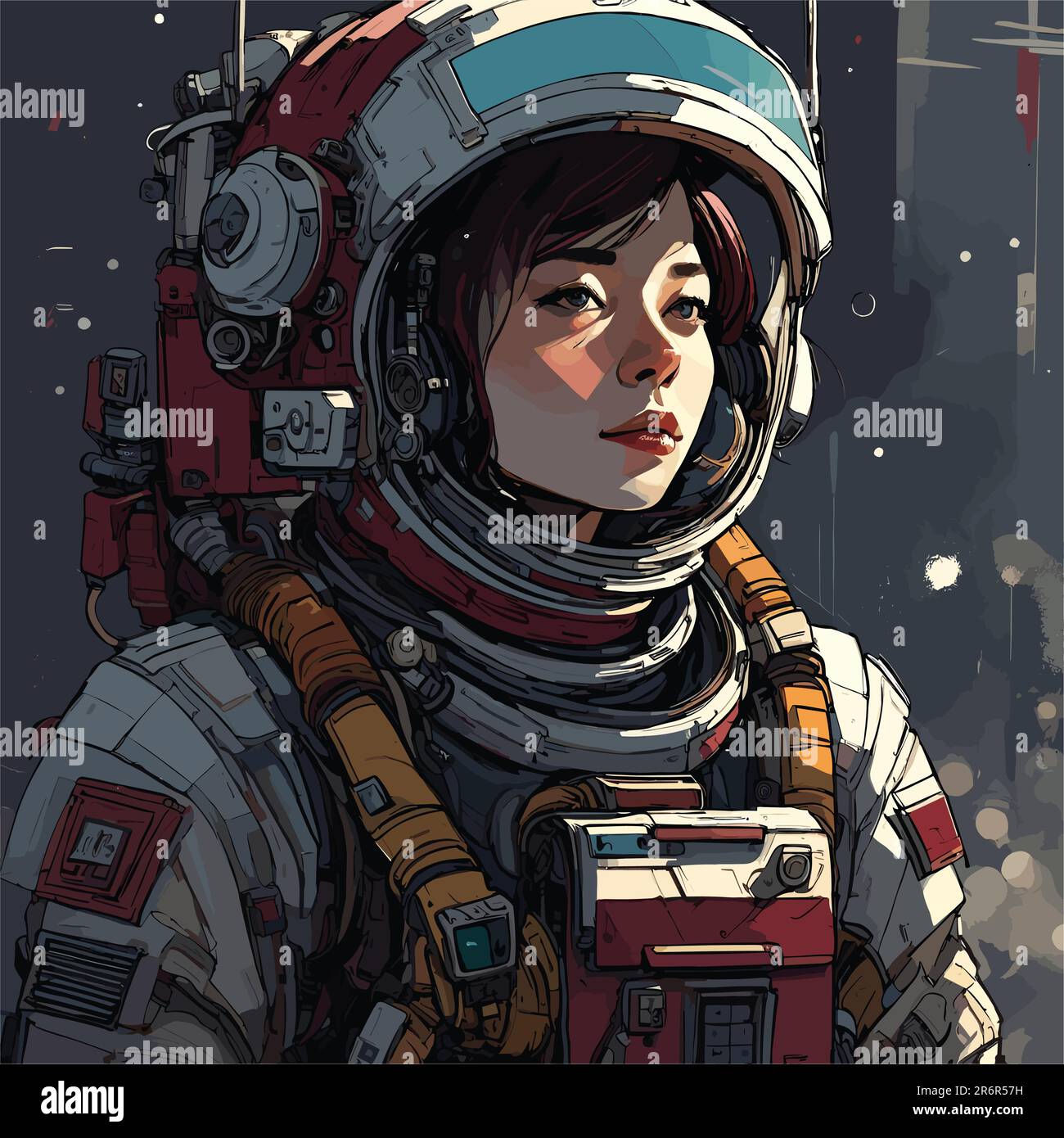 vector art portrait of astronomy young girl. women in astronomy uniform