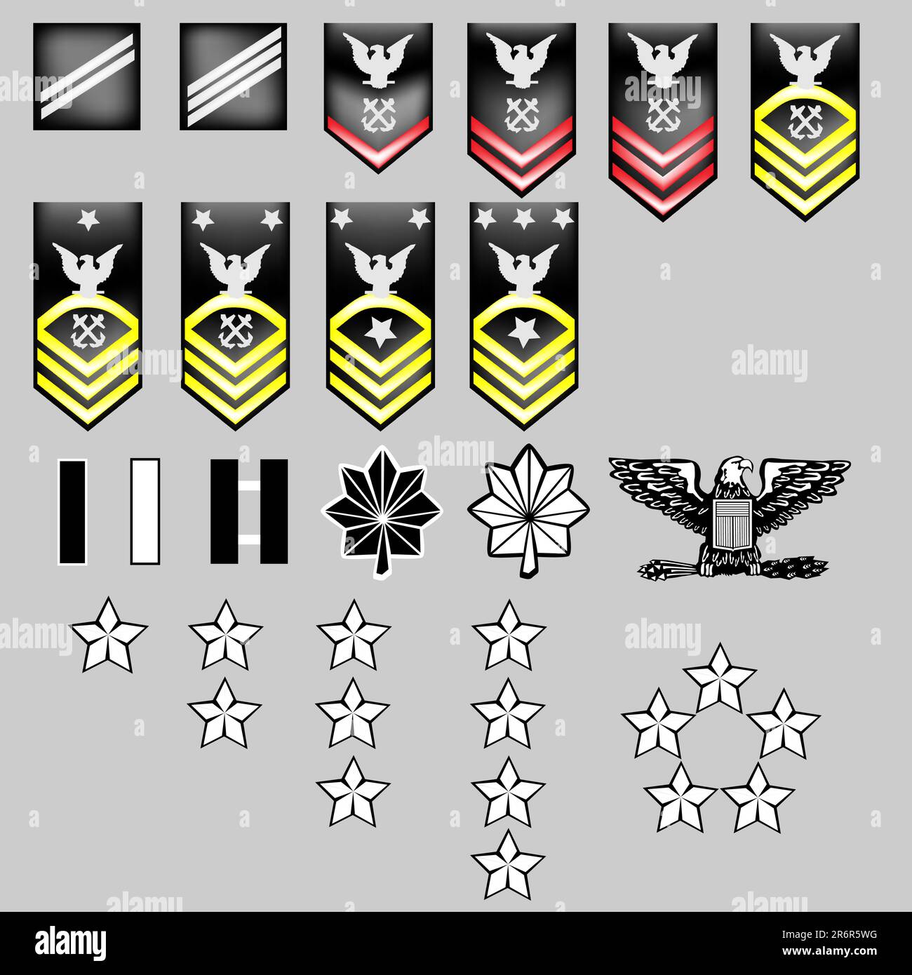 US Navy rank insignia for officers and enlisted in vector format with ...