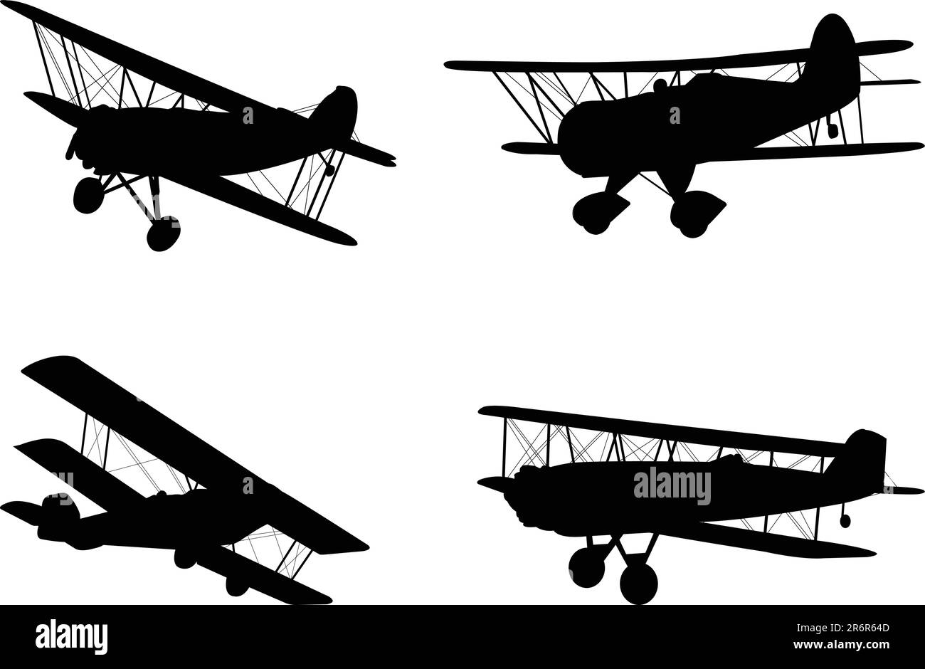 vintage airplanes silhouettes - vector Stock Vector