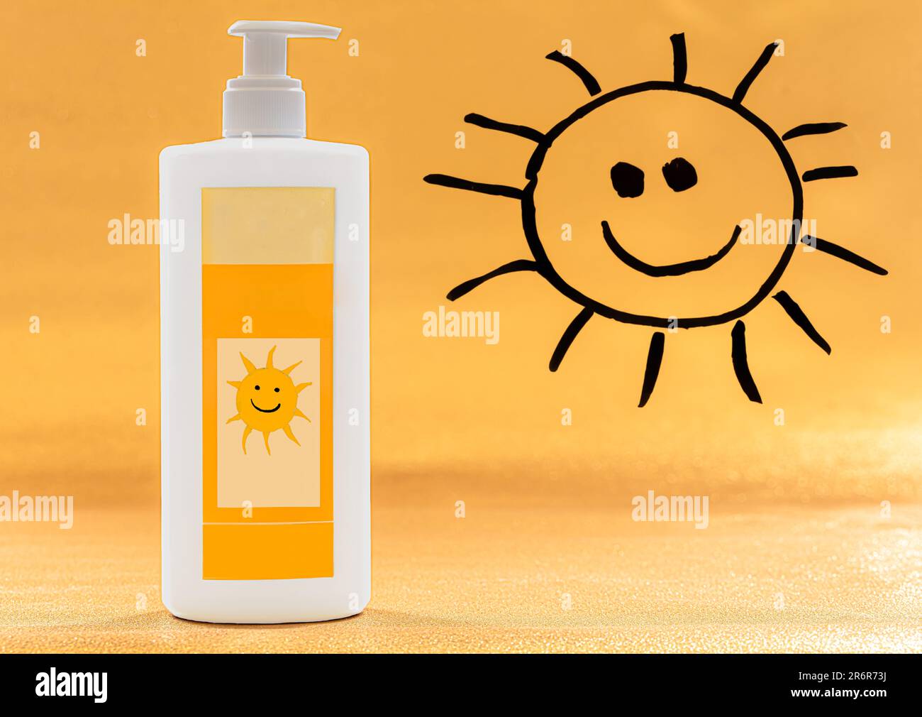sun protection cream and smiling sun concept Stock Photo Alamy