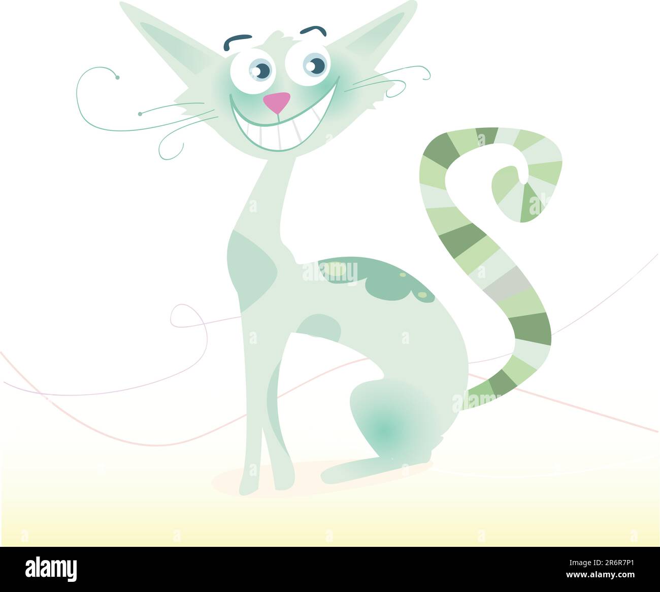 Grey cat with charming smile. Vector Illustration. Stock Vector