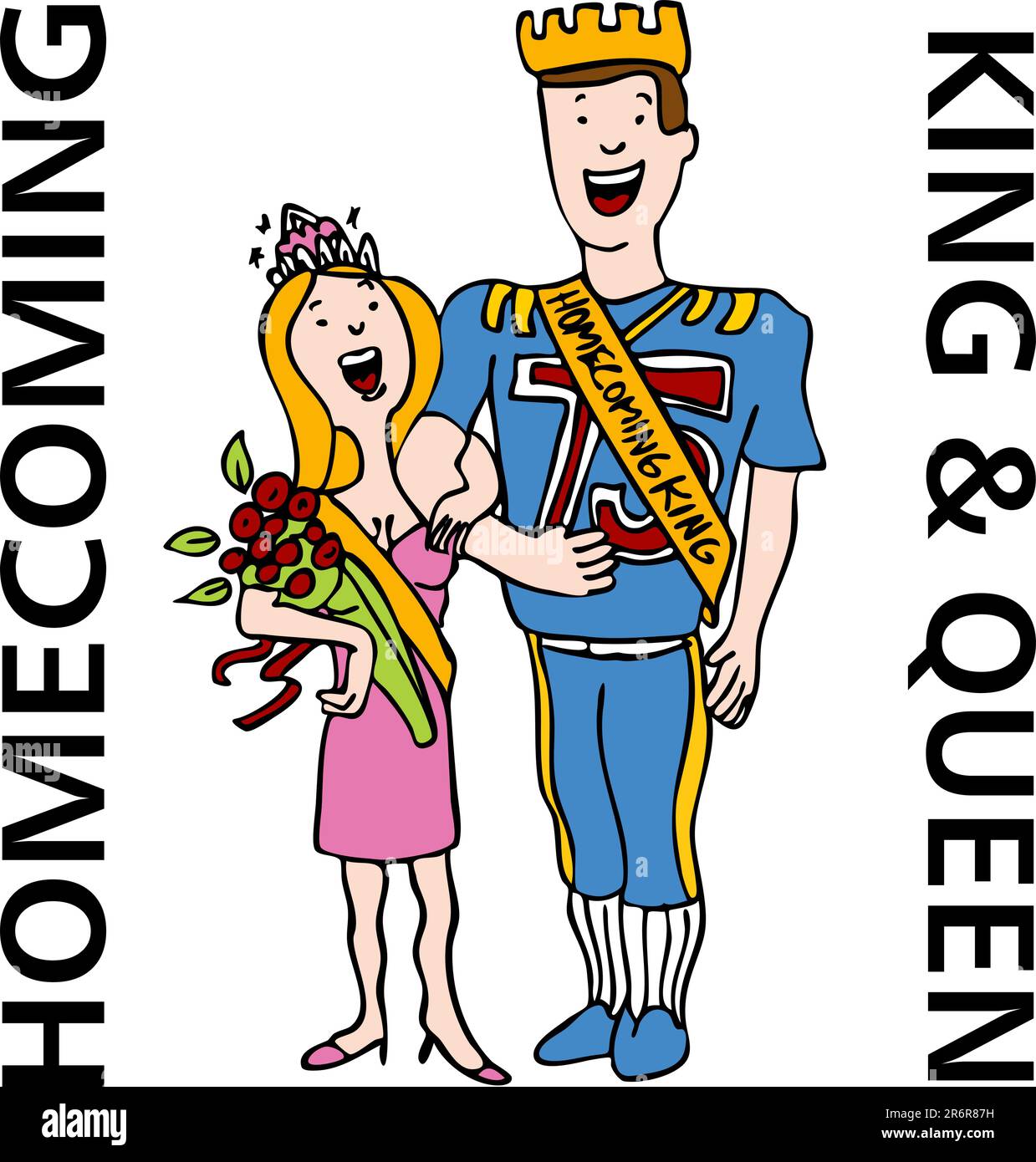 An image of the homecoming king and queen. Stock Vector