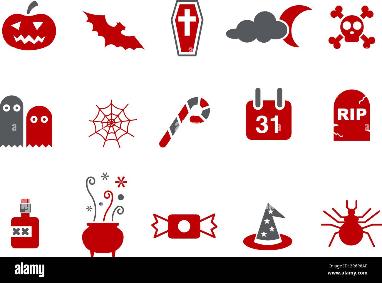 Vector icons pack - Red Series, halloween collection Stock Vector