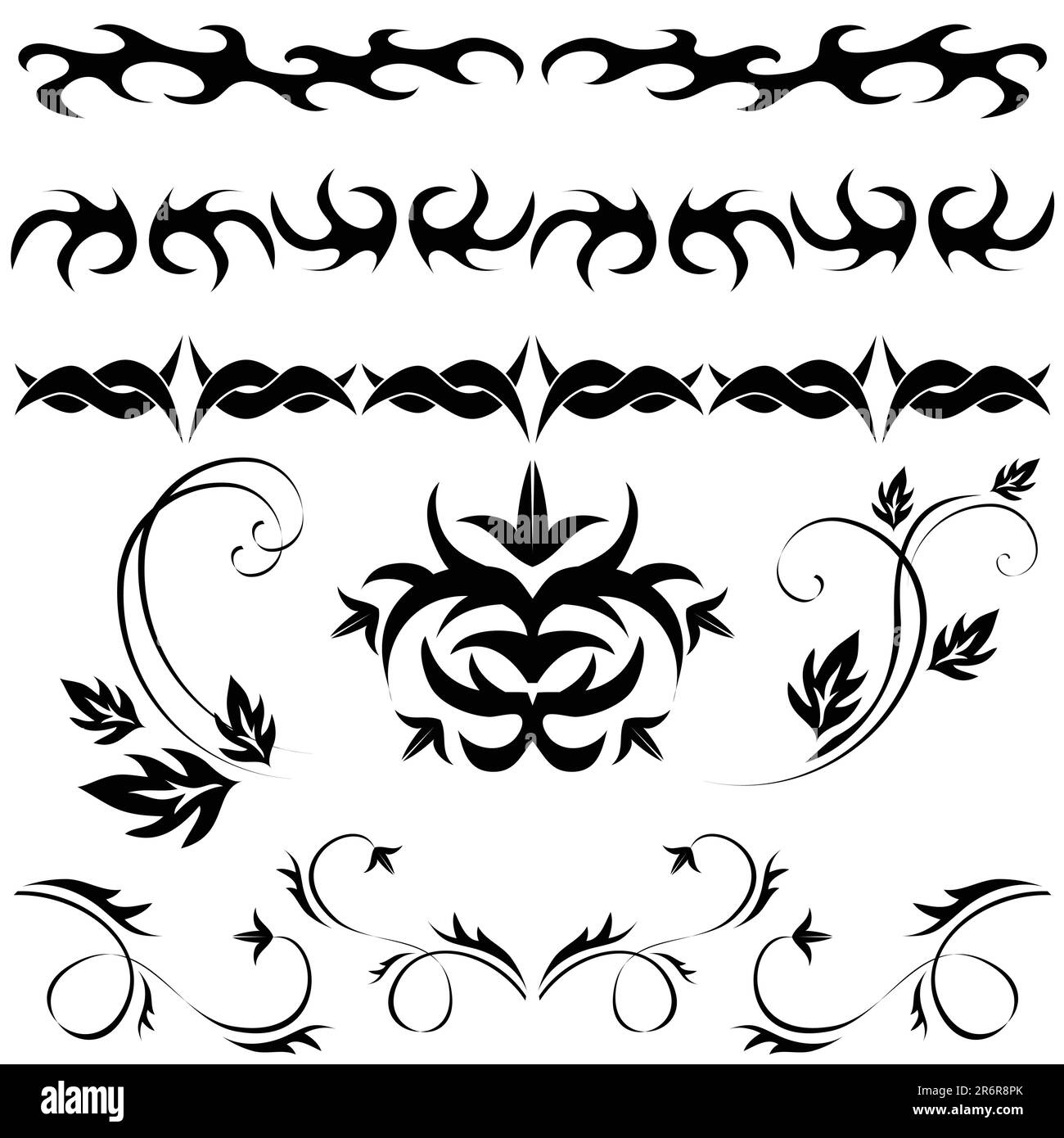 different set of Gothic patterns and ornaments Stock Vector