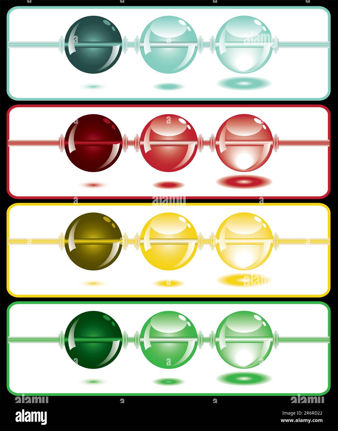 glowing beads on white from dark to light in four rows usable as web button Stock Vector
