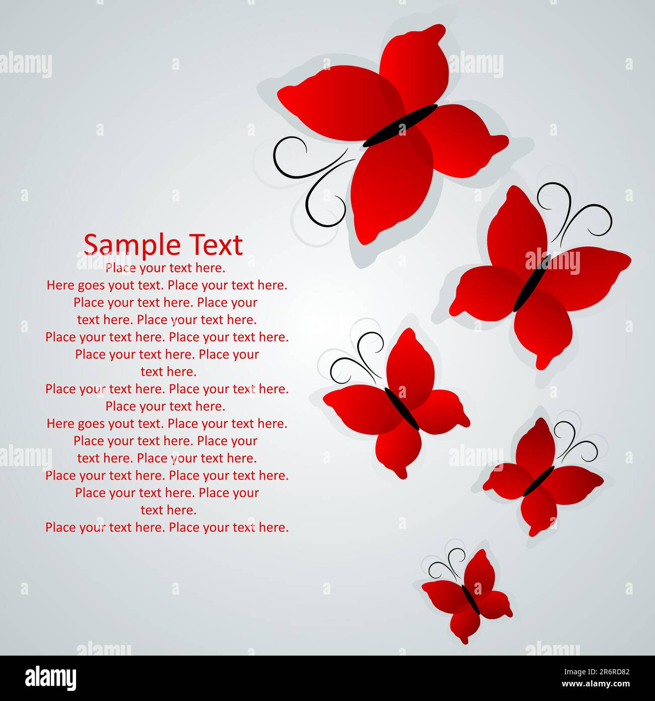Grey vector background with red butterflies Stock Vector Image & Art
