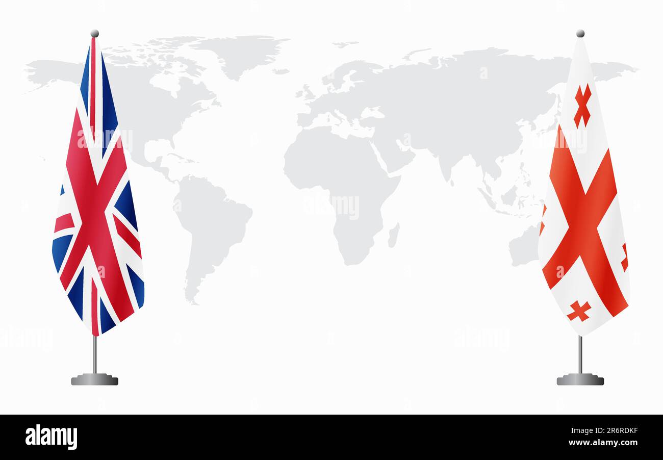 United Kingdom and flags for official meeting against