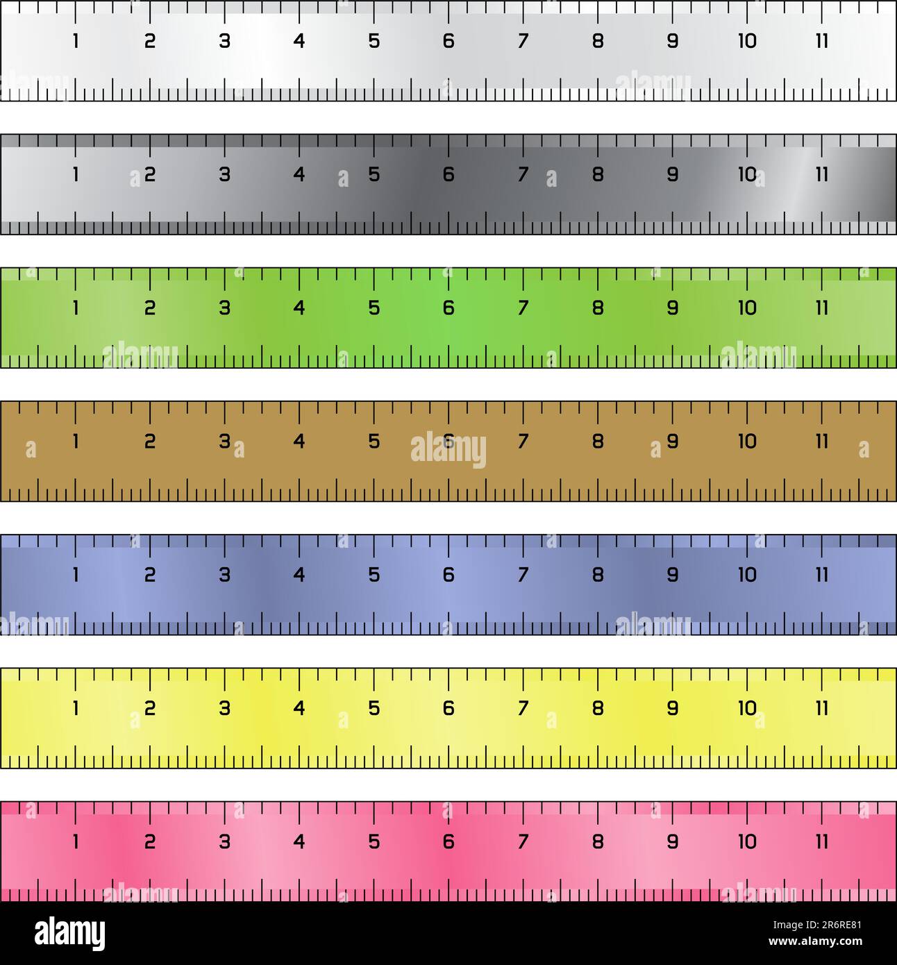 Detailed vector illustration of common measurement rulers Stock Vector