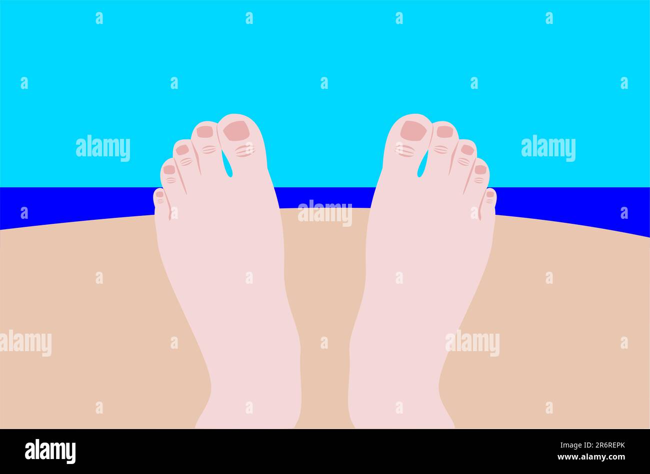 A pair of feet on the beach Stock Vector