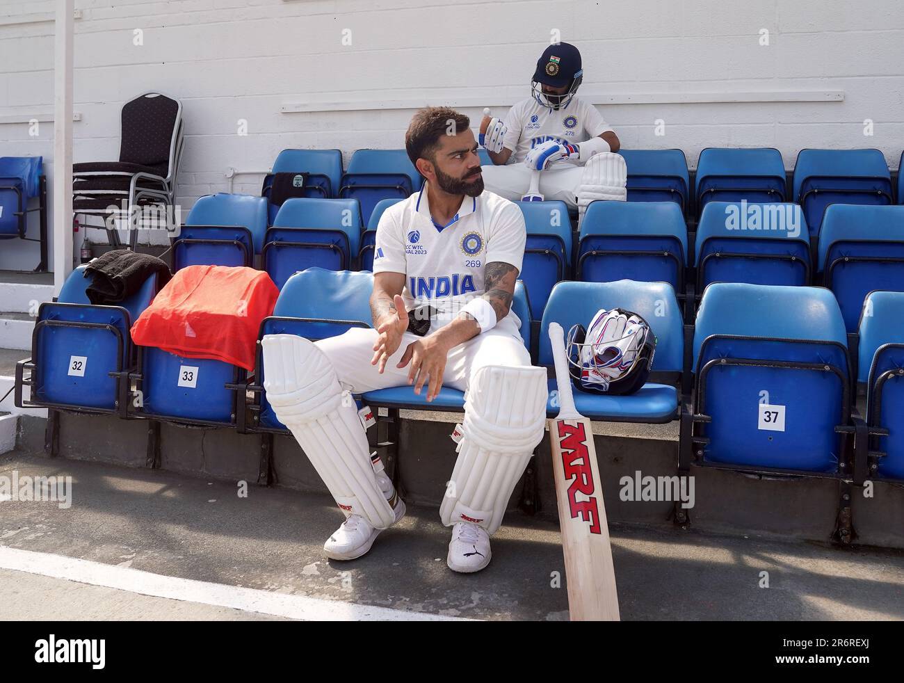 India's Virat Kohli prepares to head out to bat on day five of the ICC