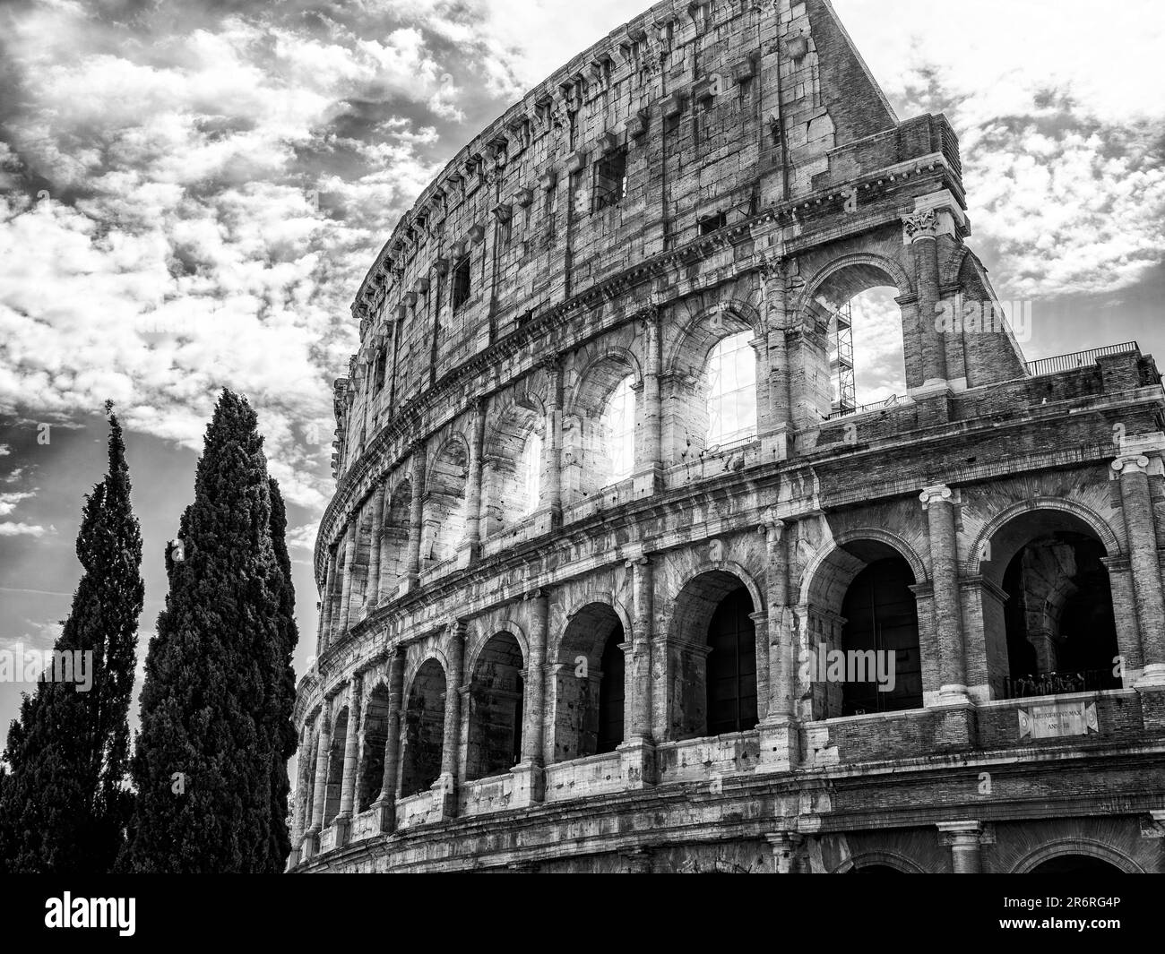 View of the Coliseum of Rome in black and white Stock Photo - Alamy