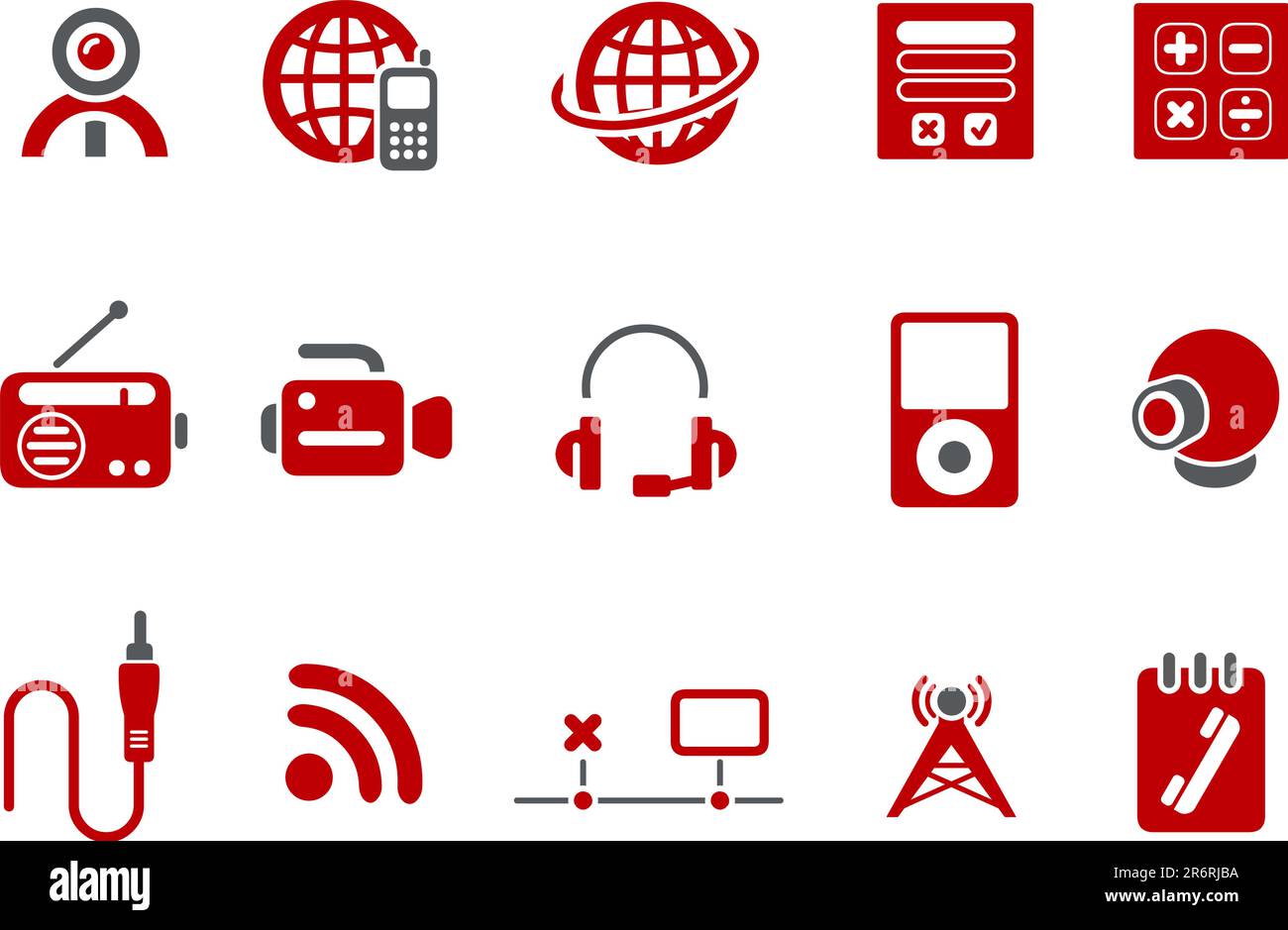 Vector icons pack - Red Series, electronic collection Stock Vector
