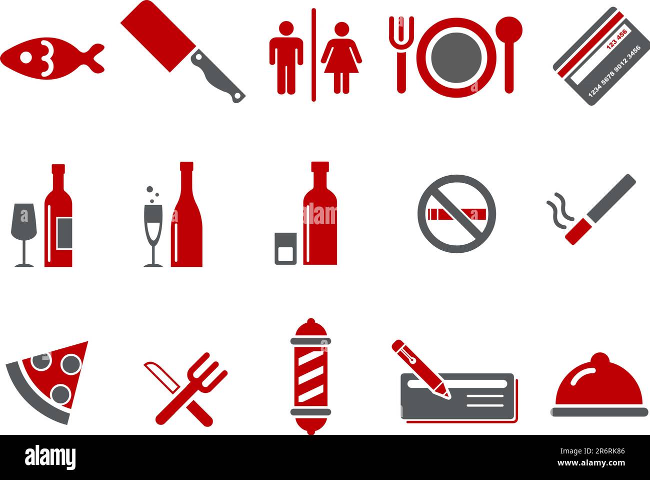 Vector icons pack - Red Series, bar and restaurant collection Stock ...