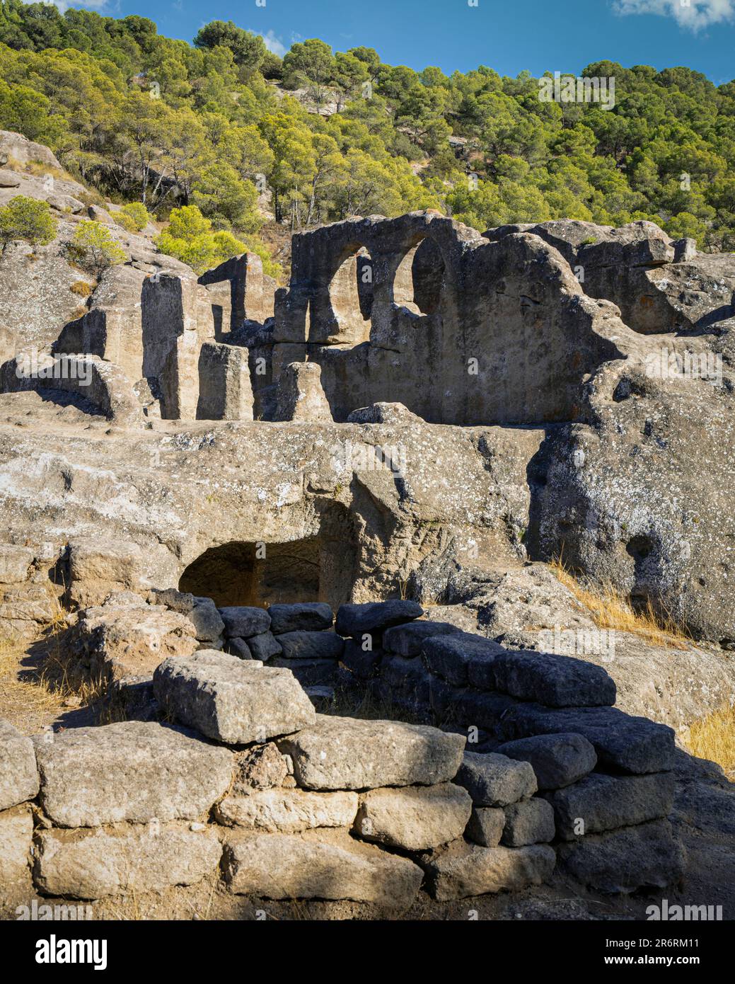 Ruins of the Mozarabe rock hewn church at Bobastro, built by Umar ibn