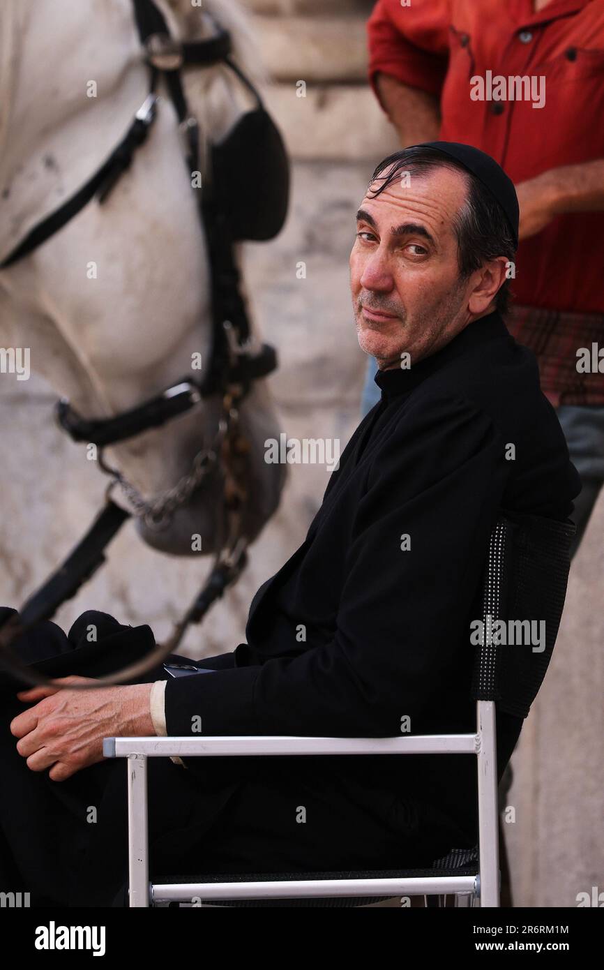 Palermo, Italy. 10th June, 2023. PAOLO CALABRESI IN THE CAST OF THE GATTOPARDO THAT IS TURNING IN PALERMO in the photo Paolo Calabresi in the set of Il Gattopardo Credit: Independent Photo Agency/Alamy Live News Stock Photo