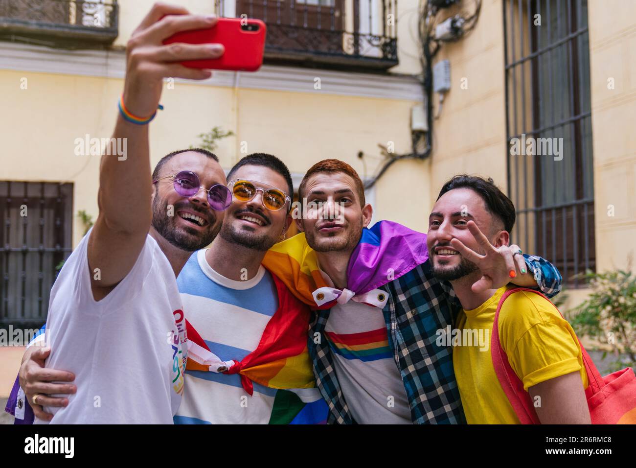 Joyful LGBTQ Friends Capture Colorful Pride in a Selfie Moment Stock ...