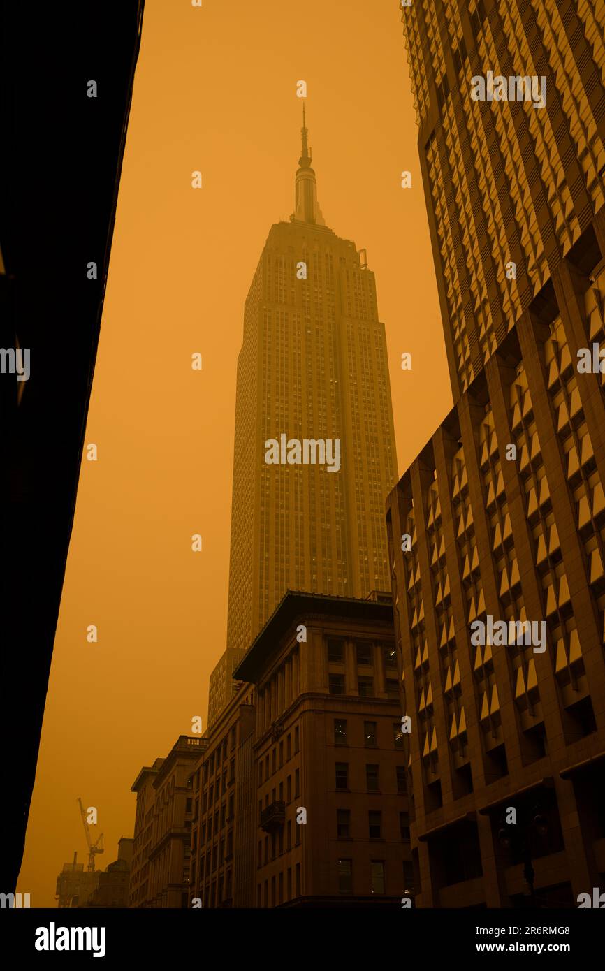The Empire State Building during dangerous air quality in New York City