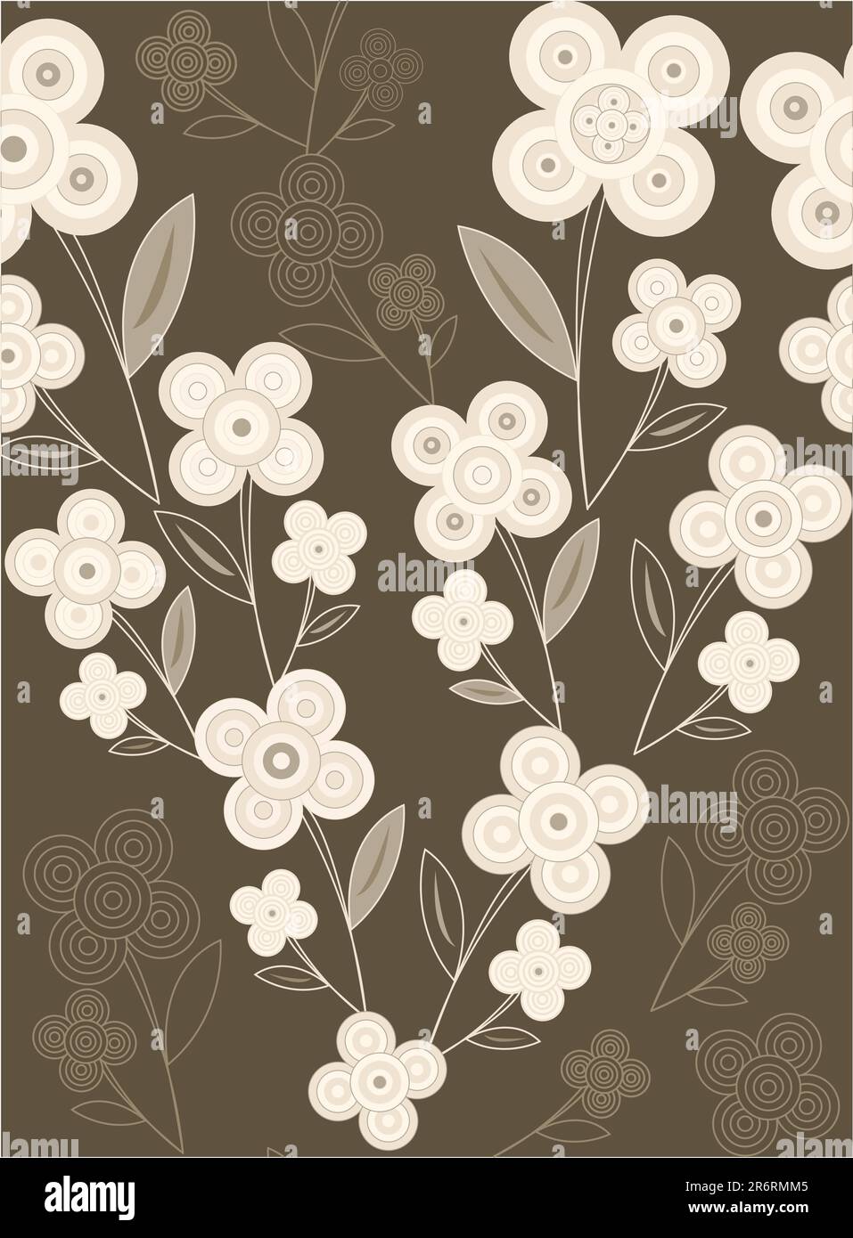 closeup floral pattern in color brown and beige Stock Vector