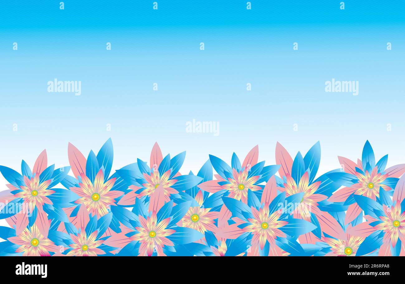 Mix of Flowers with a beautiful sky Stock Vector