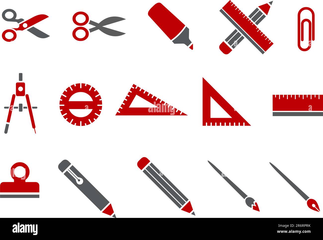 Vector icons pack - Red Series, school collection Stock Vector