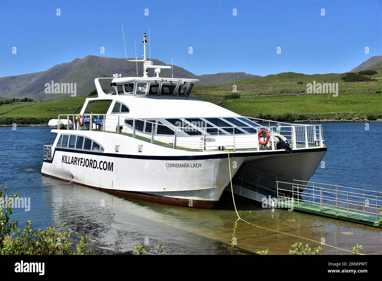 Republic of Ireland feature, pictures show location of the film the Field. KILLARY FJORD, Connemara cottage, donkeys, RIVER OWENRIFF, County Galway Stock Photo