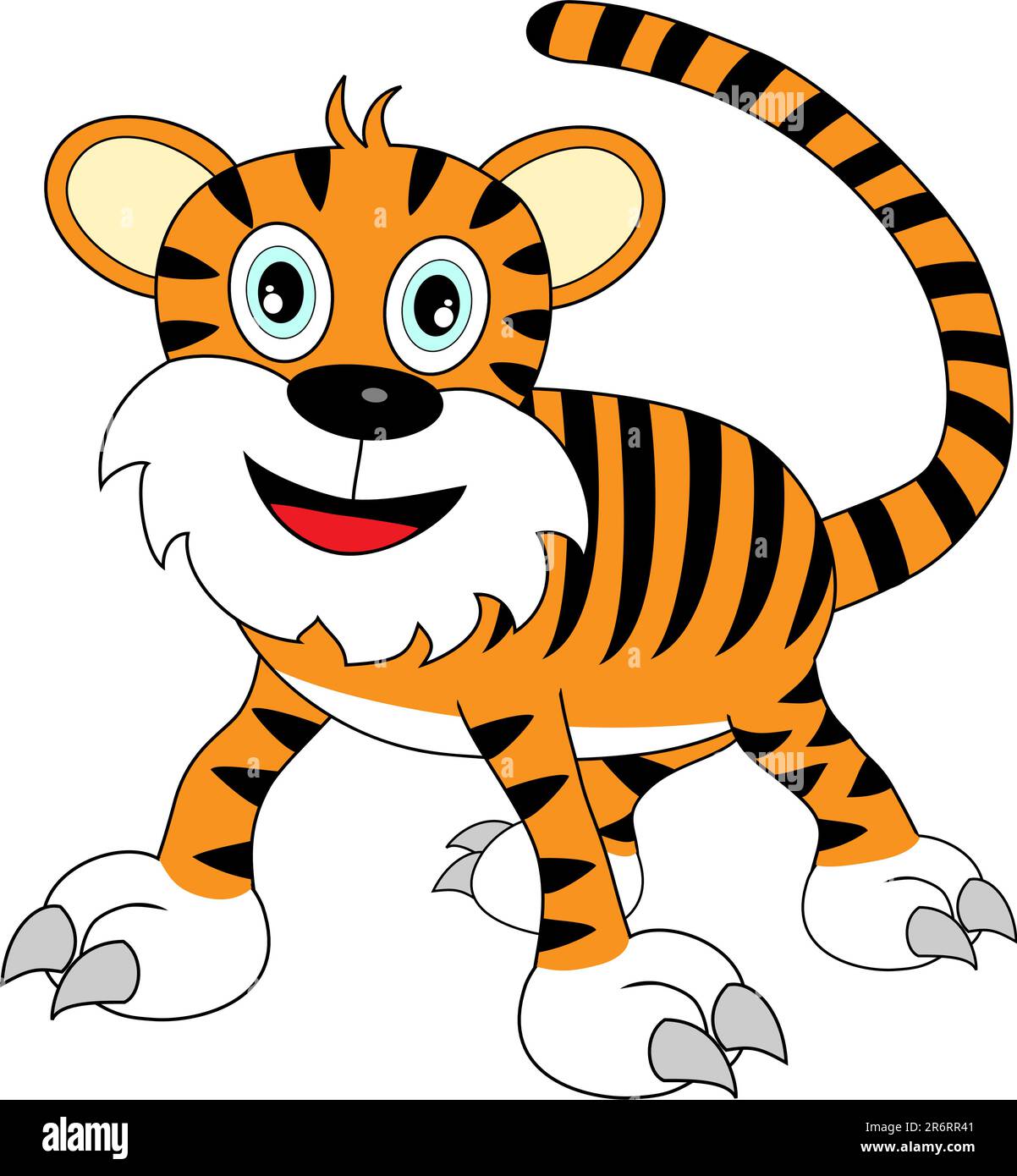 Illustration of A Cute Happy Looking Cartoon Tiger Stock Vector