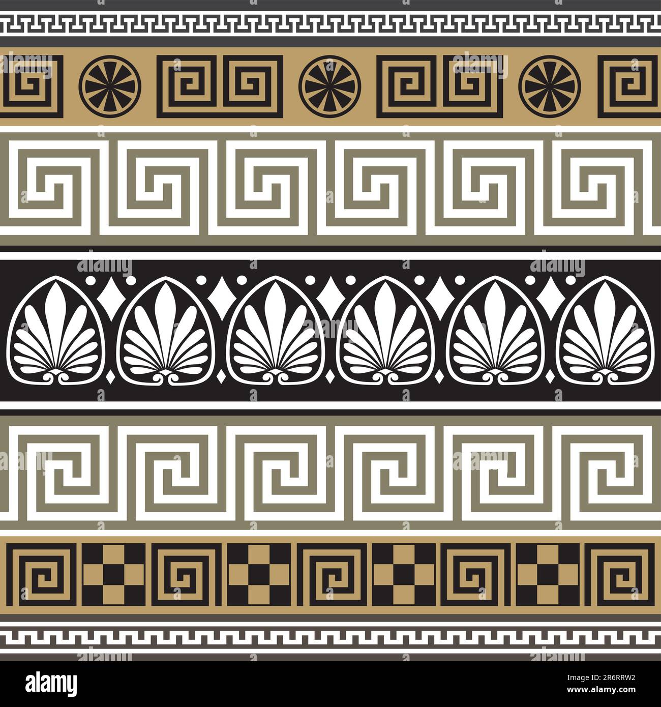 Set of greek borders, full scalable vector graphic included Eps v8 and 300 dpi JPG. Stock Vector