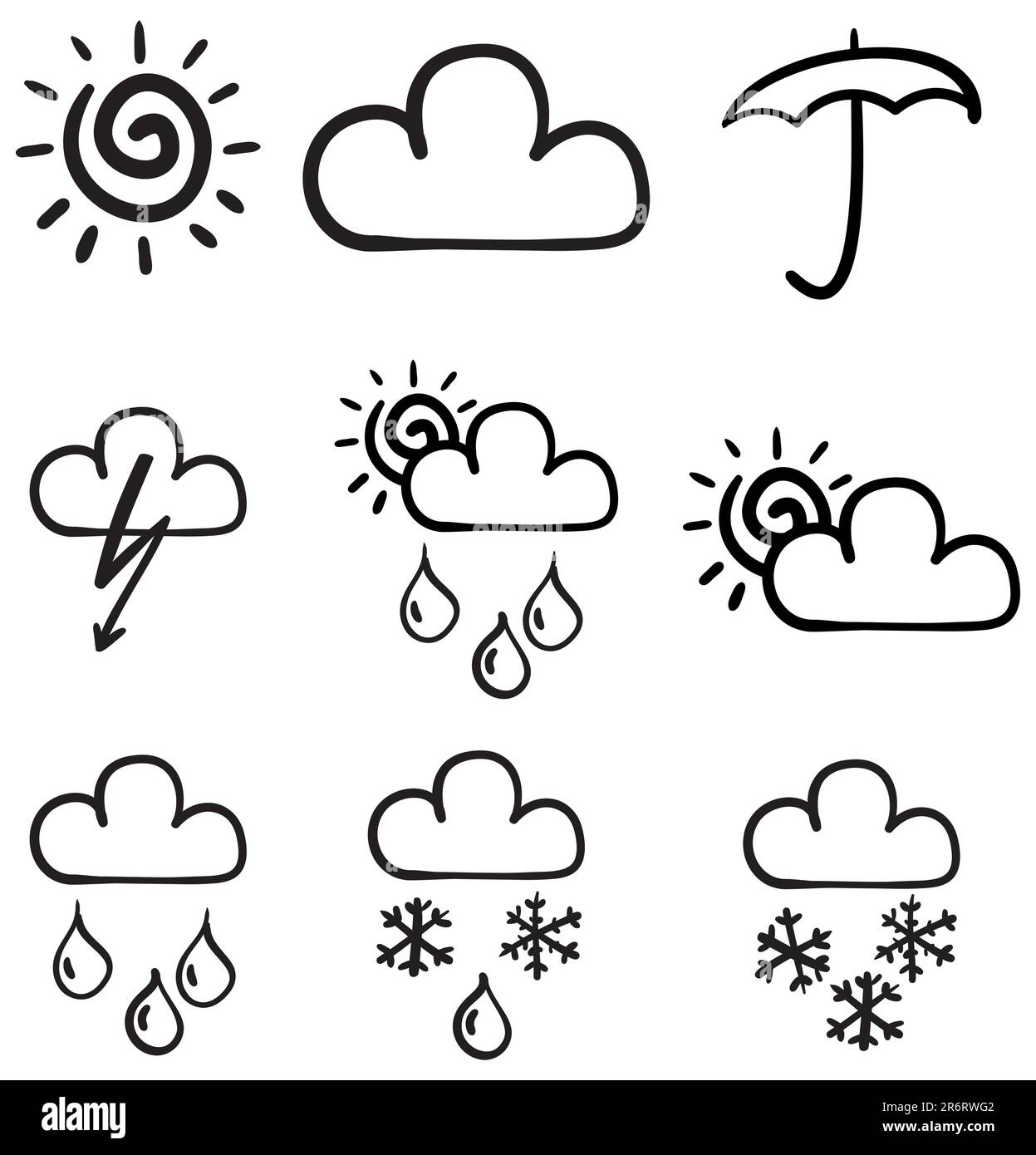 Set of symbols for the indication of weather. Vector illustration