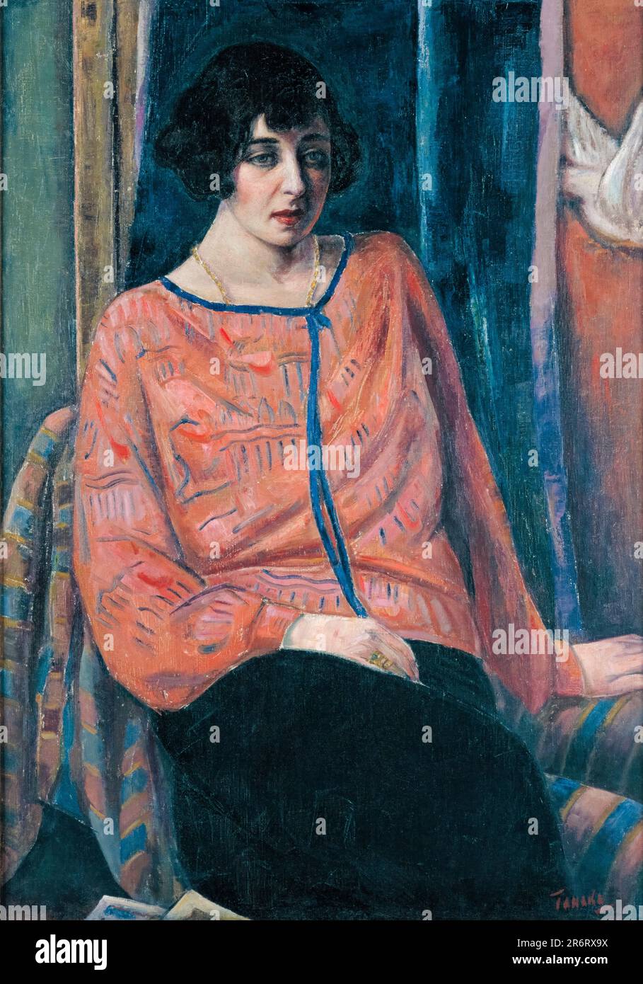 Portrait of Ms Solita Solano (1888-1975), American writer, poet and journalist, painting in oil on canvas by Yasushi Tanaka, 1923 Stock Photo