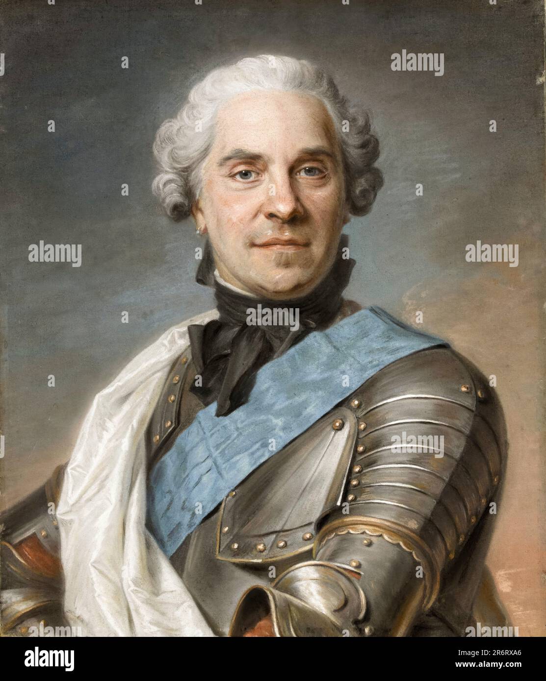 The Marechal de Saxe. Maurice, Count of Saxony (1696-1750), Marshal General of France, portrait drawing in pastel by Maurice Quentin de La Tour, 1725-1750 Stock Photo