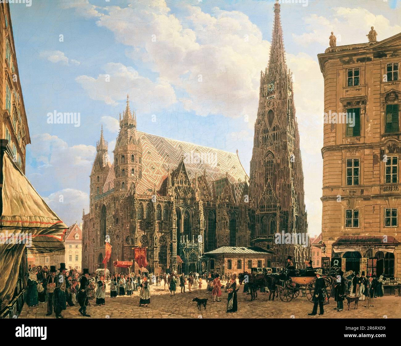 Rudolf von Alt painting, St Stephan's Cathedral, Vienna, oil on canvas, 1832 Stock Photo