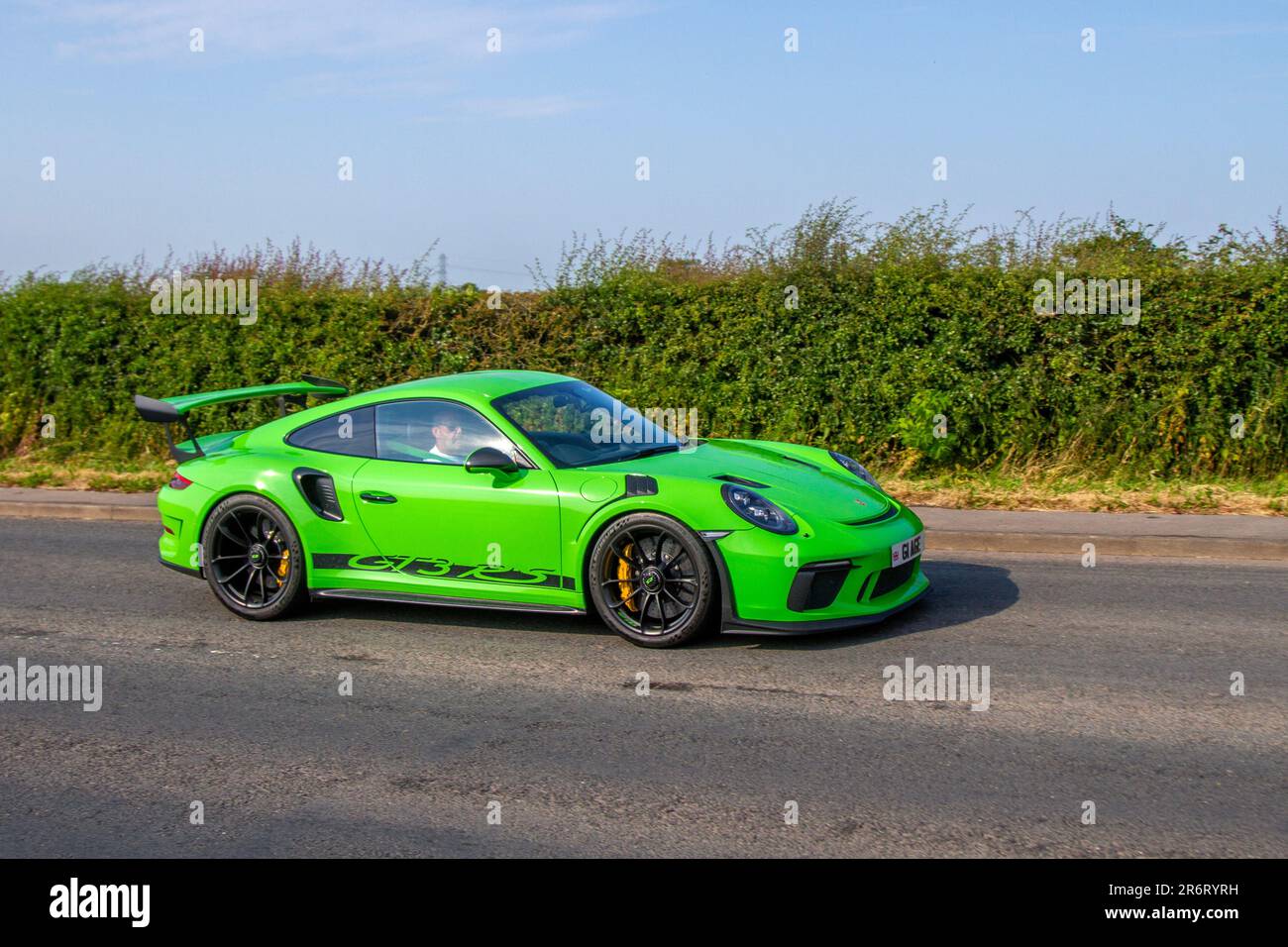 2018 Green Porsche 911 GT3 RS S-A, 4.0-litre flat-six petrol; Classic & Performance Motor Show at Hoghton Tower; Supercar Showtime June 2023 Stock Photo