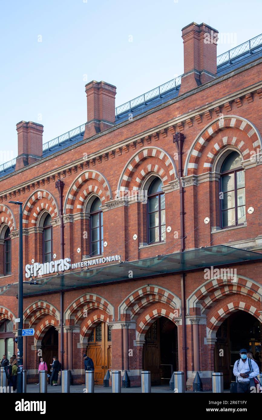 St Pancras International Entrance on Pancras Rd at Kings Cross, London
