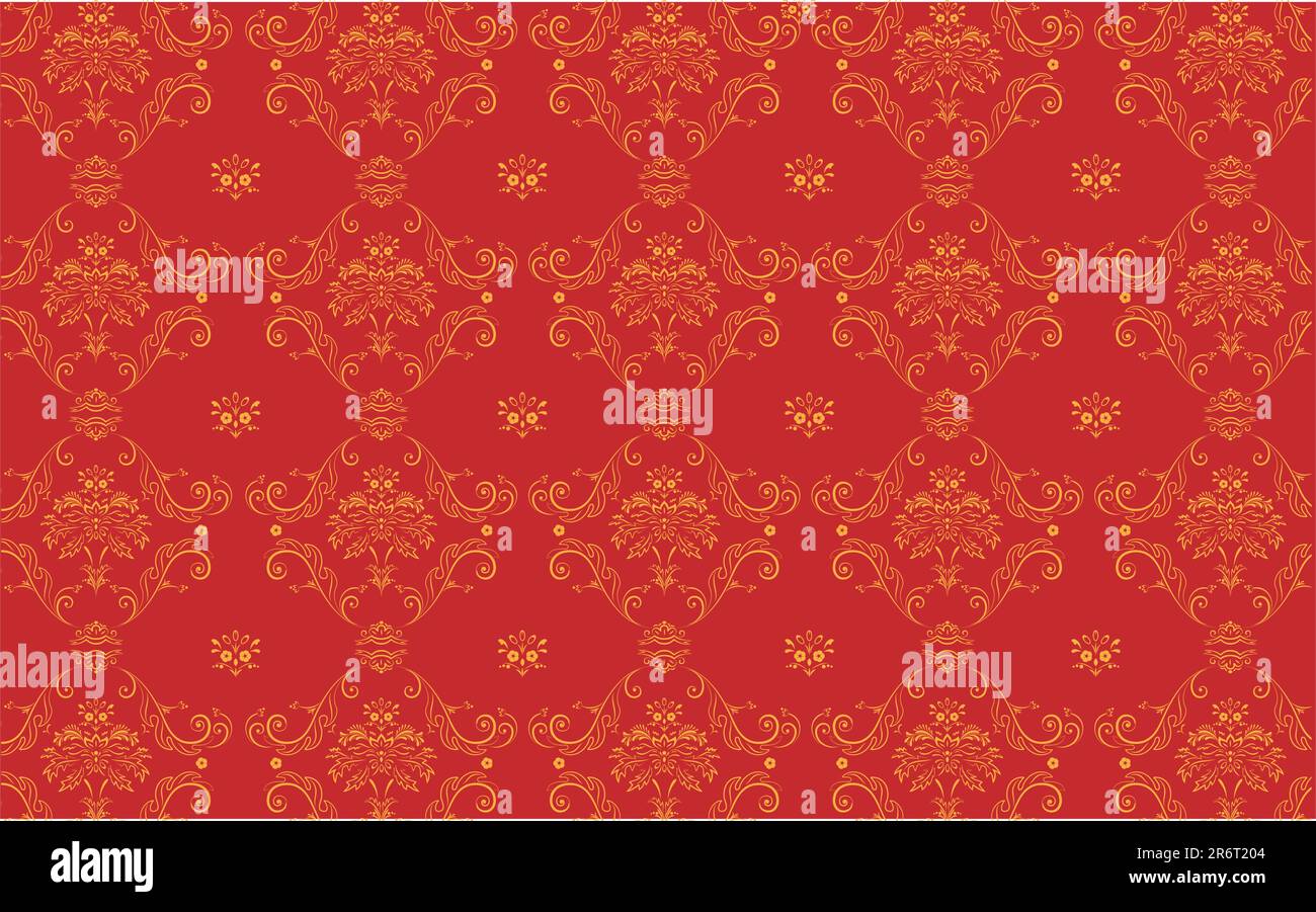 Vector illustration of red elegant Victorian retro motif wallpaper ...