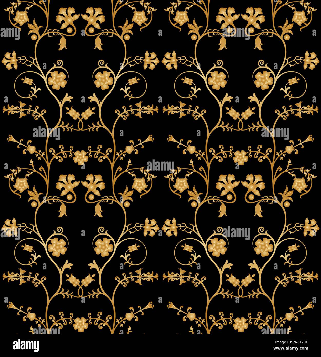 Vector seamless floral pattern on black background. Stock Vector