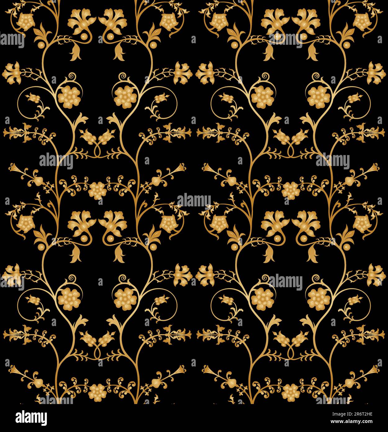 Vector seamless floral pattern on black background Stock Vector Image ...