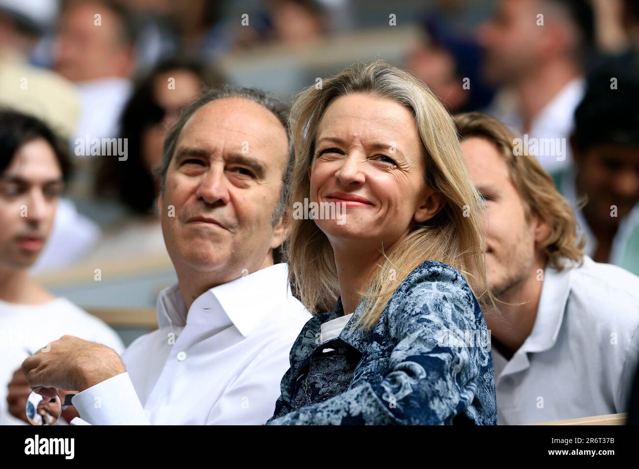 Xavier Niel Delphine Arnault Stands During Editorial Stock Photo