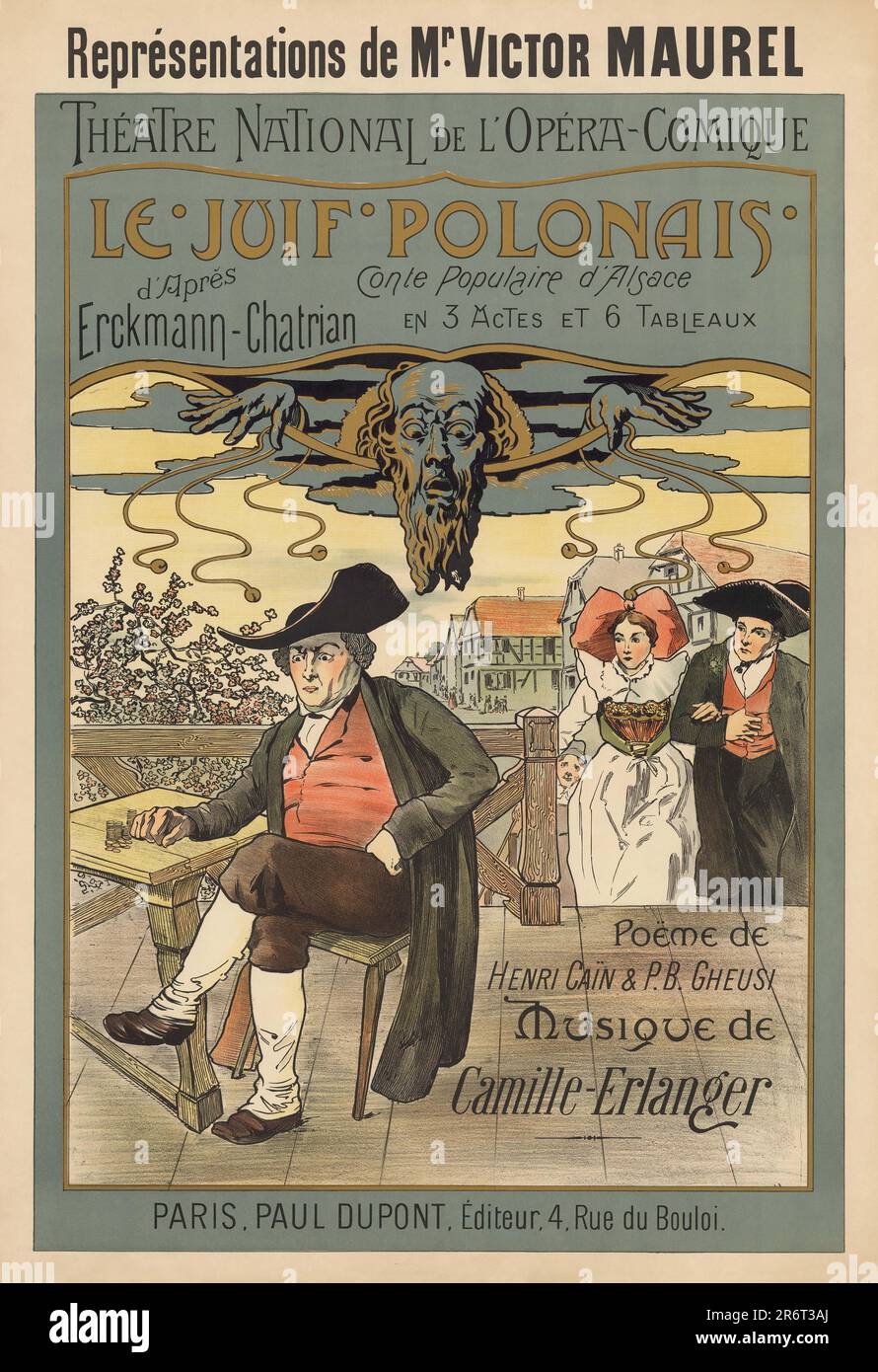Poster for the Opera Le Juif polonais (The Polish Jew) by Camille Erlanger. Museum: PRIVATE COLLECTION. Author: Henri C. R. Presseq. Stock Photo