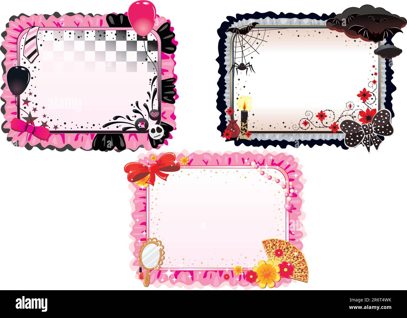 Pink for glam style, black for gothic and mixed for emo style. Stock Vector