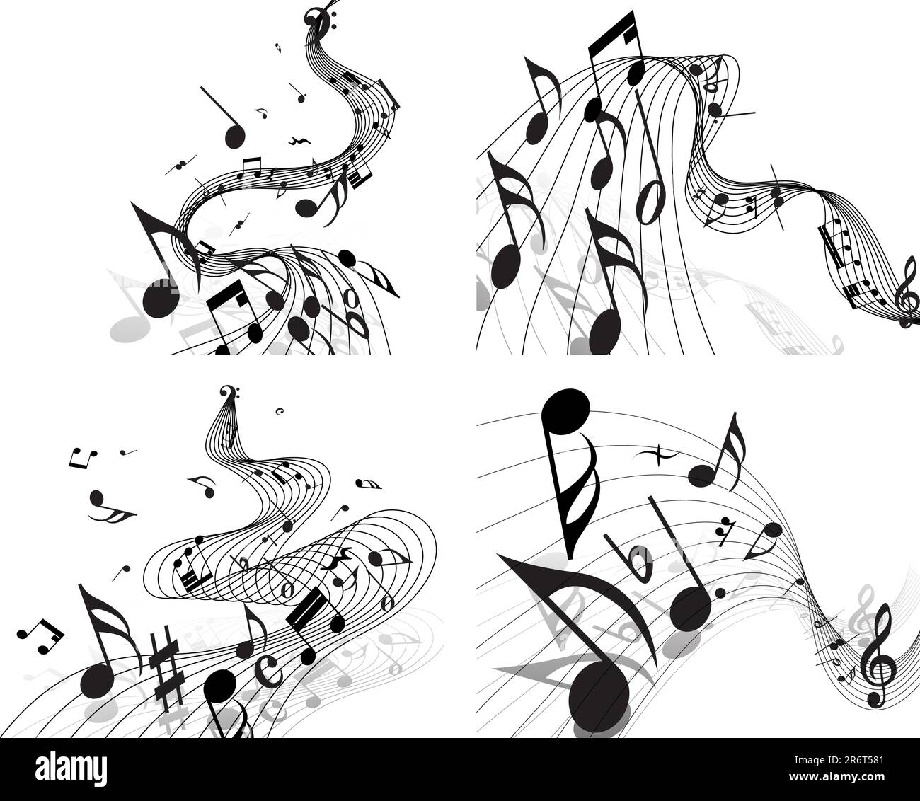 Vector musical notes staff backgrounds set for design use Stock Vector